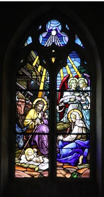 Vitrail de la Nativité, église de Deols