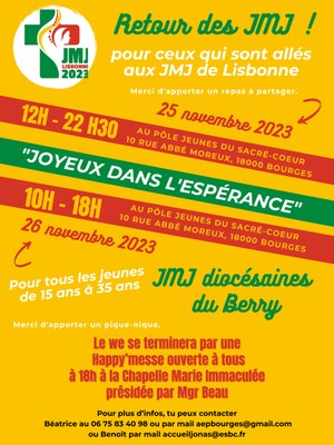 25 et 26 novembre 2023 - Retour des JMJ à Bourges
