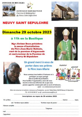 Dimanche 29 octobre 2023 - Messe d'installation du Père Jean-Marie Mabiala
