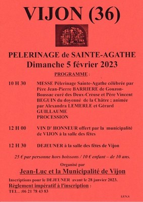 2023 Pèlerinage de Ste Agathe à Vijon